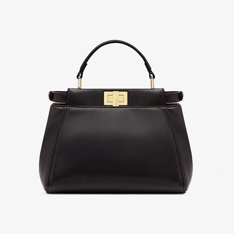 Affordable In Iconic Peekaboo Black Handbag Fendi Nappa Leather Mini 0819
